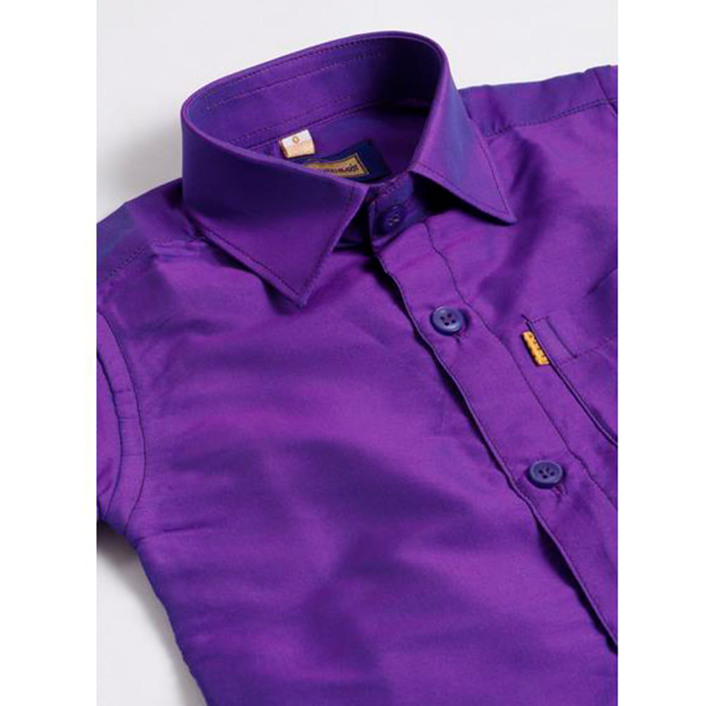 Kids Boys Violet Silk Cotton Shirt and Dhoti Set