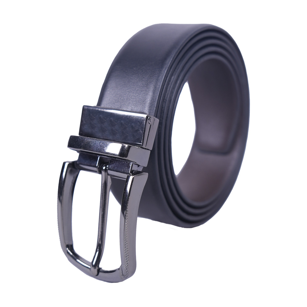 Jase Mens Brown & Black-Double Side Usage Buckle Head Leather Belt