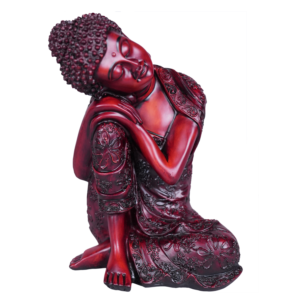  Resting Buddha Decorative Showpiece - 22 Cm (Polyresin, Black)