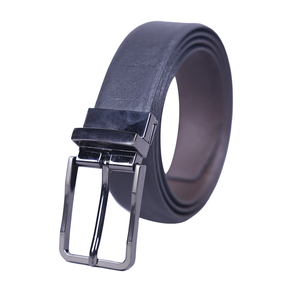 GL Mens Black & Brown Double Side Usage Buckle Head Leather Belt