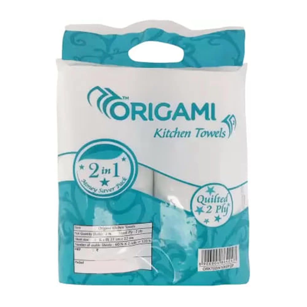 Origami Kitchen Towels Quilted (2 Ply, 120 Sheets) (60N x 2 Rolls)