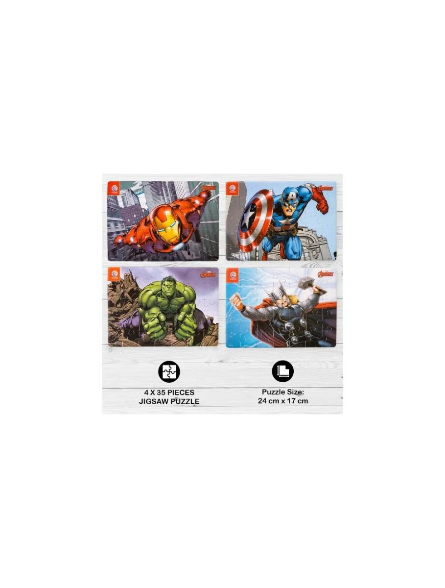 Marvel Avengers 4 In 1 Jigsaw Puzzle For Kids (4*35 Pieces Jigsaw Puzzle)(Size-24*17 Cm)