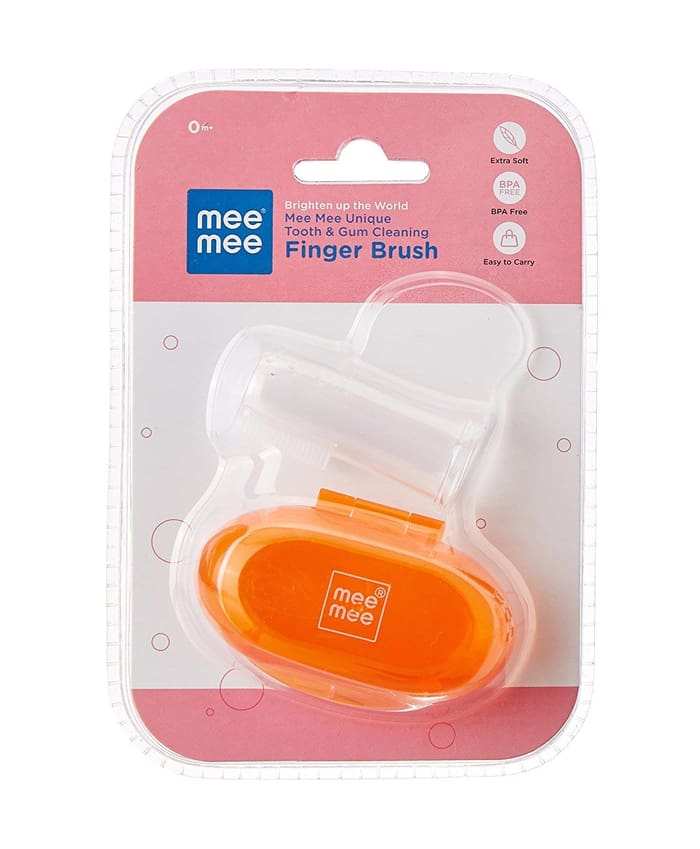 Mee Mee Unique Tooth & Gum Cleaning Finger Brush - Orange