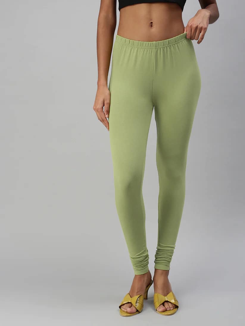 Womens Tea Green Colour Prisma Leggings