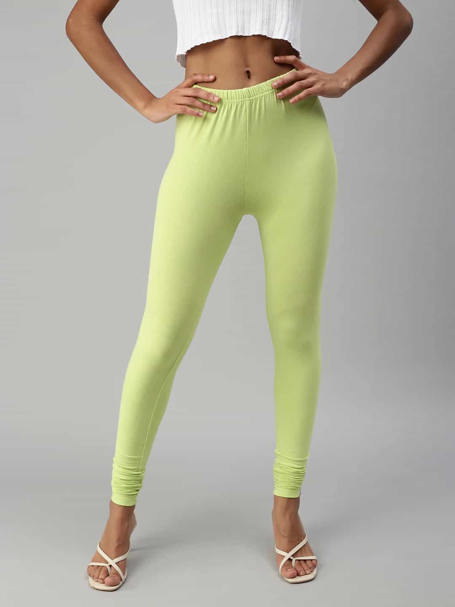 Womens Lime Green Colour Prisma Leggings