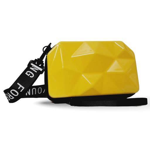 Yellow Diamond Cut Cross Sling Cosmetic Bag Box For Girls with Detachable Shoulder Strap
