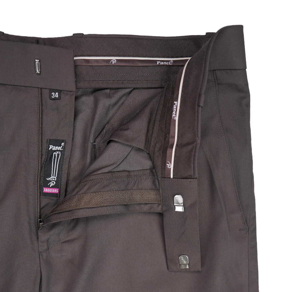 Mens Panel Brown Terry Cotton Formal Trouser