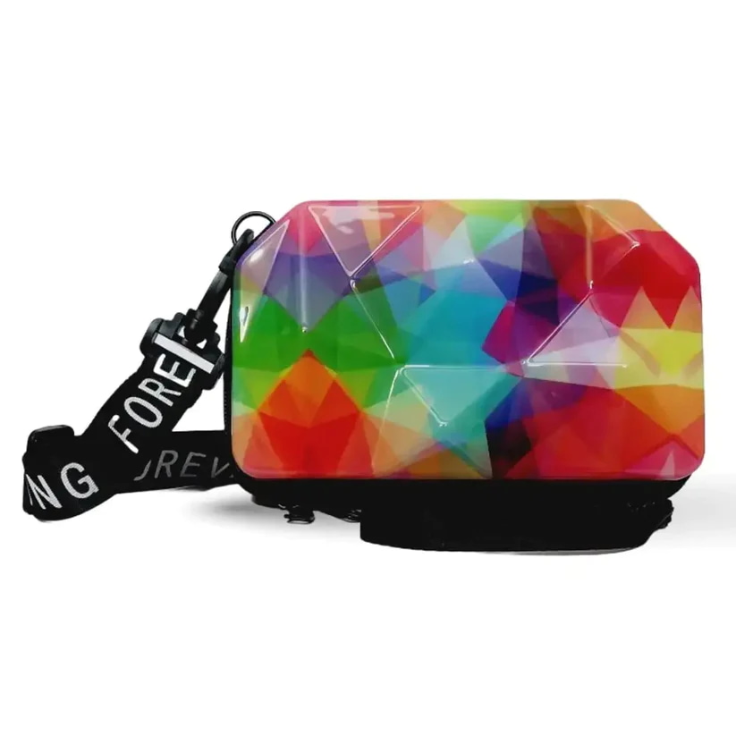 Multicolor 3D Cross Sling Cosmetic Bag Box For Girls with Detachable Shoulder Strap
