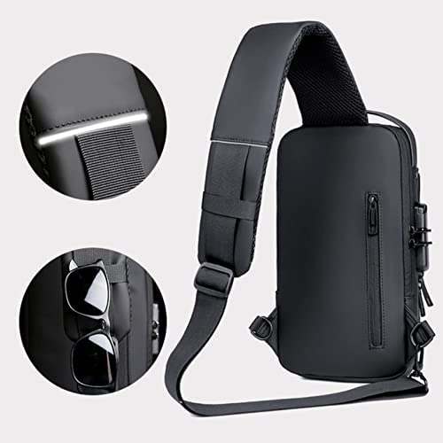 Anti Theft Water-Resistant Multi Compartment Travel  Sling Bag and Shoulder Chest Bag with USB Coded Lock for Men