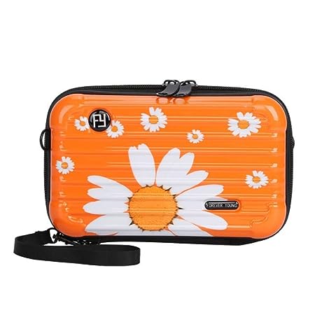 Orange Cross Sling Cosmetic Bag Box For Girls with Detachable Shoulder Strap