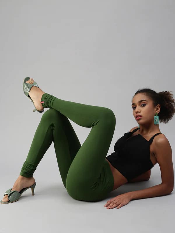 Womens Forest Green Colour Prisma Leggings