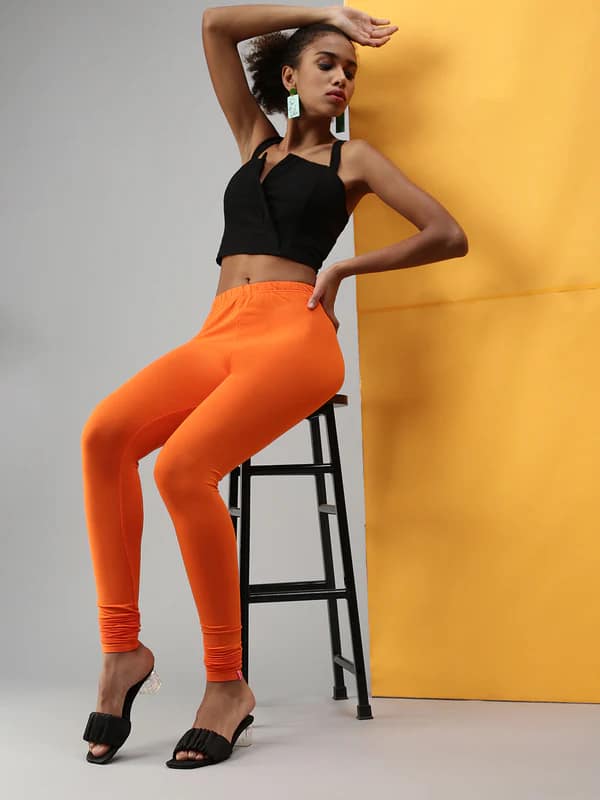 Womens Orange Colour Prisma Leggings