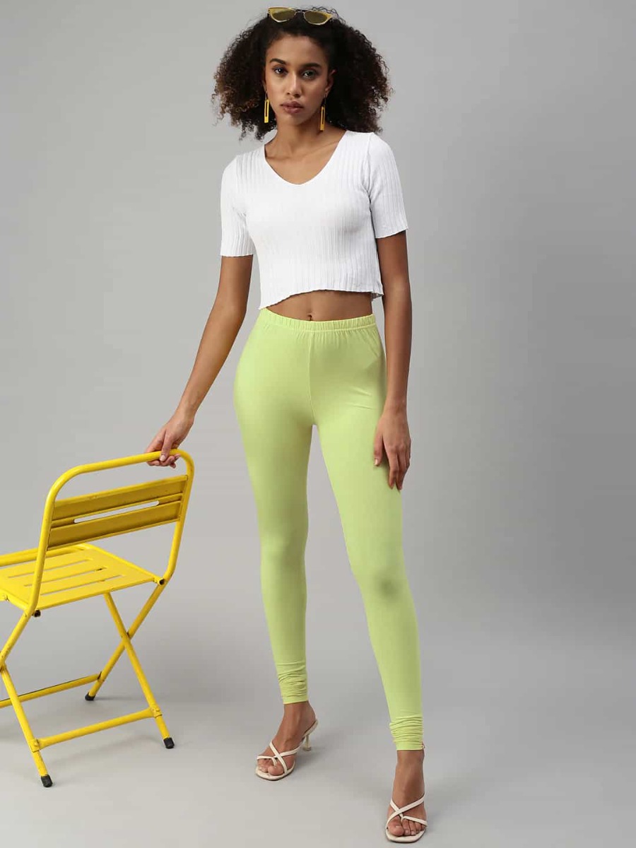 Womens Lime Green Colour Prisma Leggings