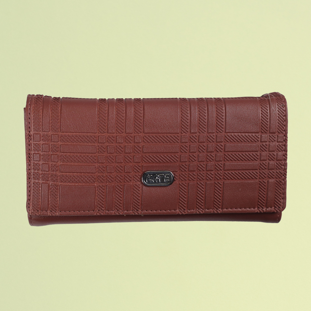 Burgandy Elegant Textured Bi-Fold Womens Wallet