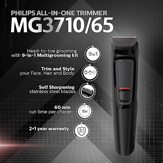 Philips Multi Grooming Kit MG3710/65, 9-in-1 (New Model)