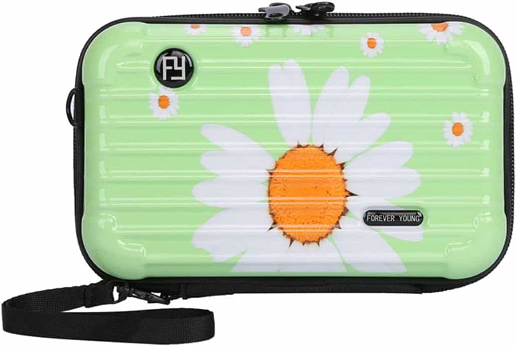 Pista Green Floral Printed Cross Sling Cosmetic Bag Box For Girls with Detachable Shoulder Strap