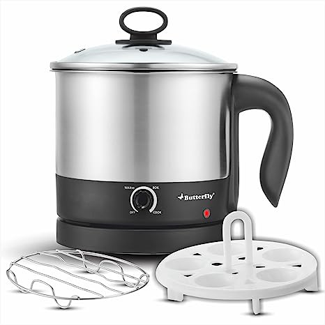 Butterfly 600W Matchless Multi Cooker 1.2 L with Egg Rack + Stainless Steel Rack