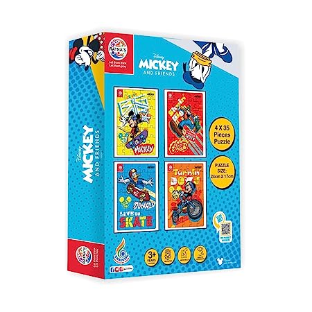 Disney Mickey & Friends Vertical 4 in 1 Jigsaw Puzzle for Kids