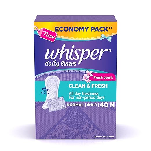 Whisper Daily Liners Clean and Fresh for All day Freshness (Normal), 40N (Pack of 1)