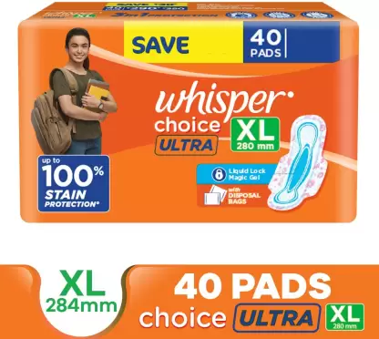 Whisper Choice Ultra XL Wings Sanitary Pad  (Pack of 40)