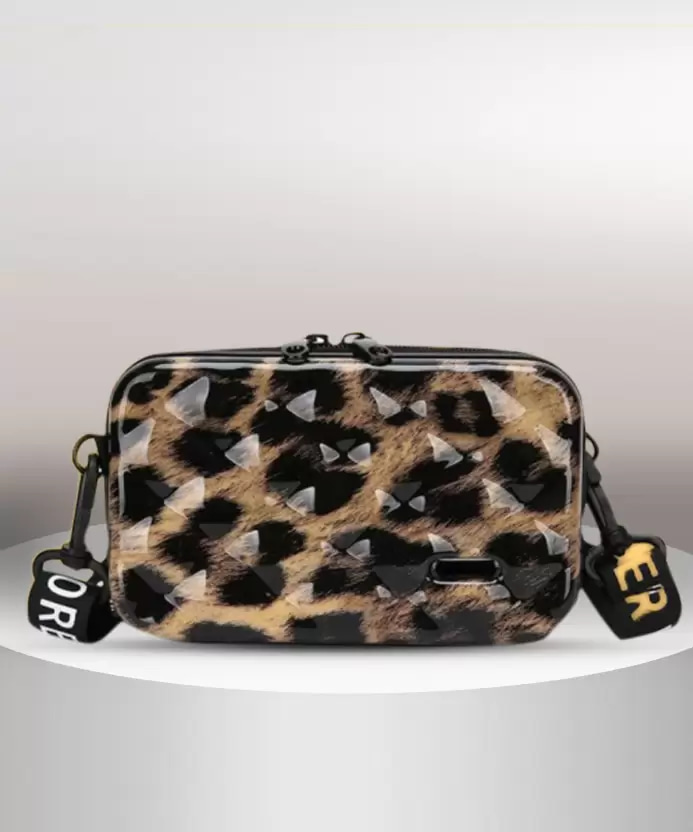 Khaki Design Cross Sling Cosmetic Bag Box For Girls with Detachable Shoulder Strap