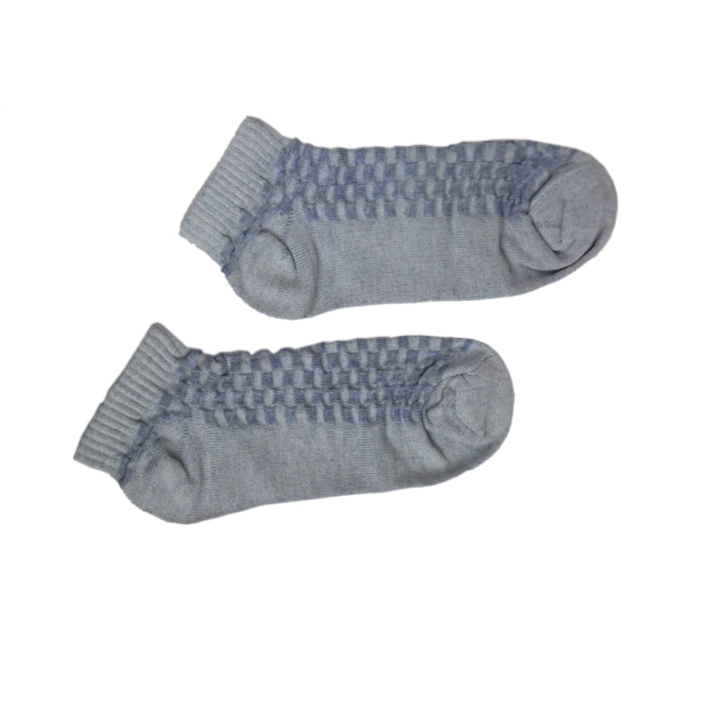 Footmate  Soft and Spandex Cotton  Ankle Length Light Blue Textured Socks for Men & Women