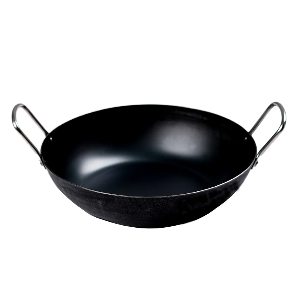 Flat Iron Kadai 10 Inch with Stainless Steel Double Handle