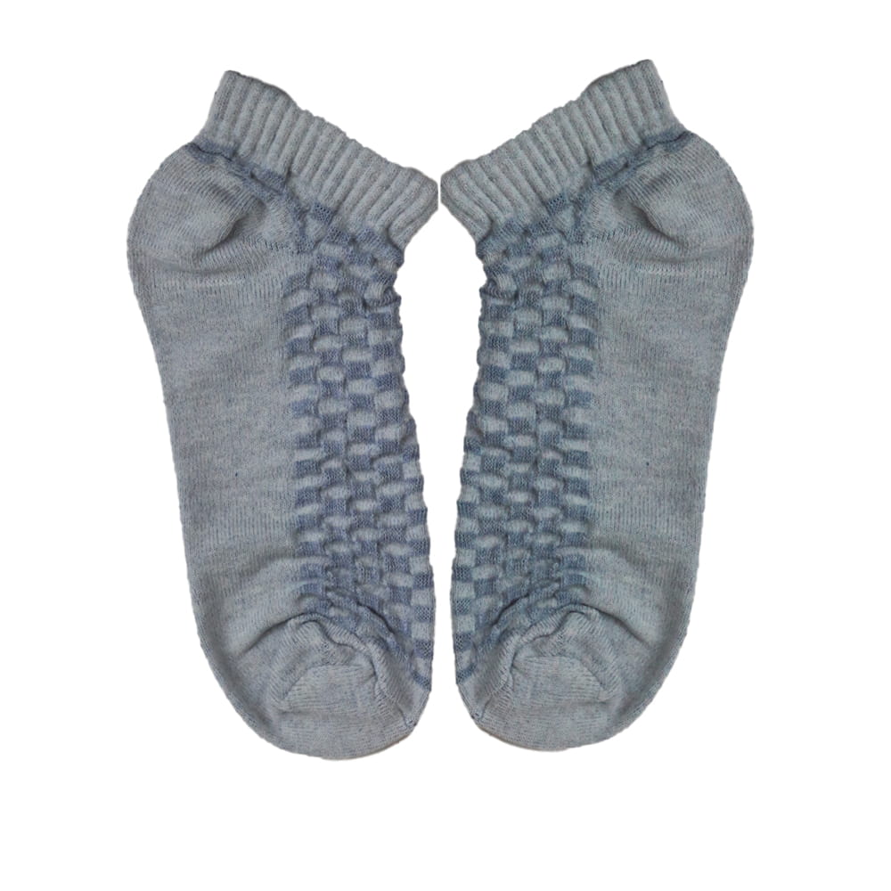 Footmate  Soft and Spandex Cotton  Ankle Length Light Blue Textured Socks for Men & Women