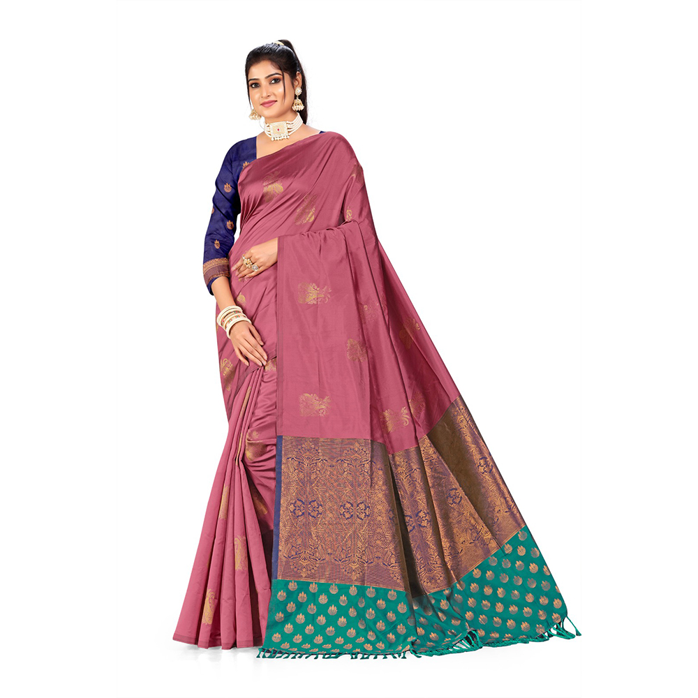 Beautiful Designer Lichi Soft Silk Saree | Copper Zari Fancy Saree