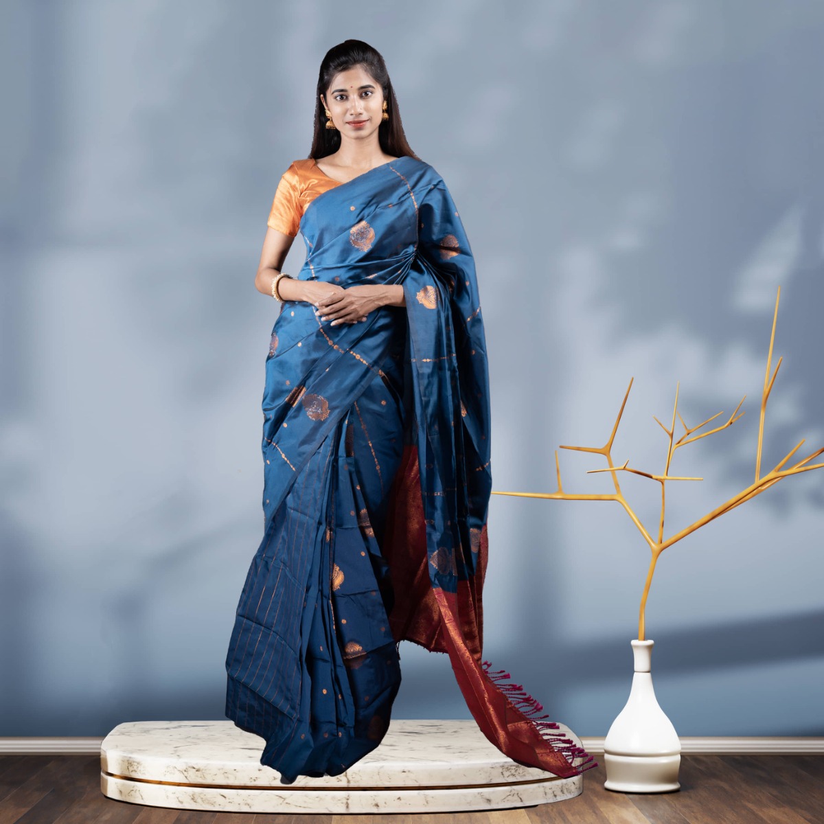 Beautiful Designer Soft Silk Saree | Copper Zari Fancy Saree