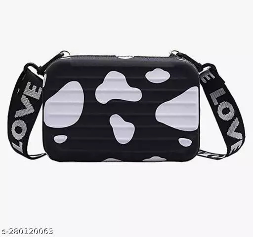 Black & White Cross Sling Cosmetic Bag Box For Girls with Detachable Shoulder Strap