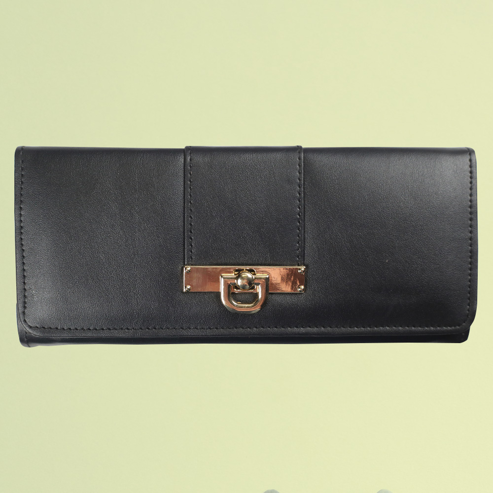 Women's Bexley Two-Fold Leather Hand Wallet-Black