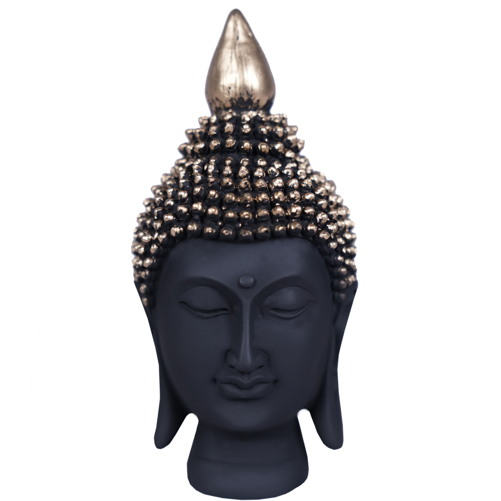 Peaceful Black Buddha With Golden Crown Showpiece