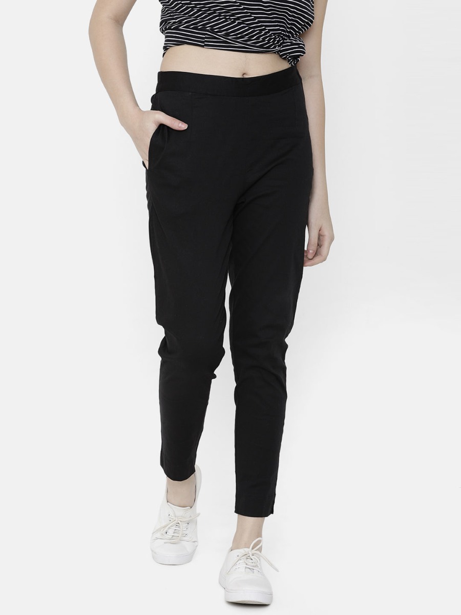 Stylish Womens Black Color Rayon Cigarette Pant | Trousers for Women