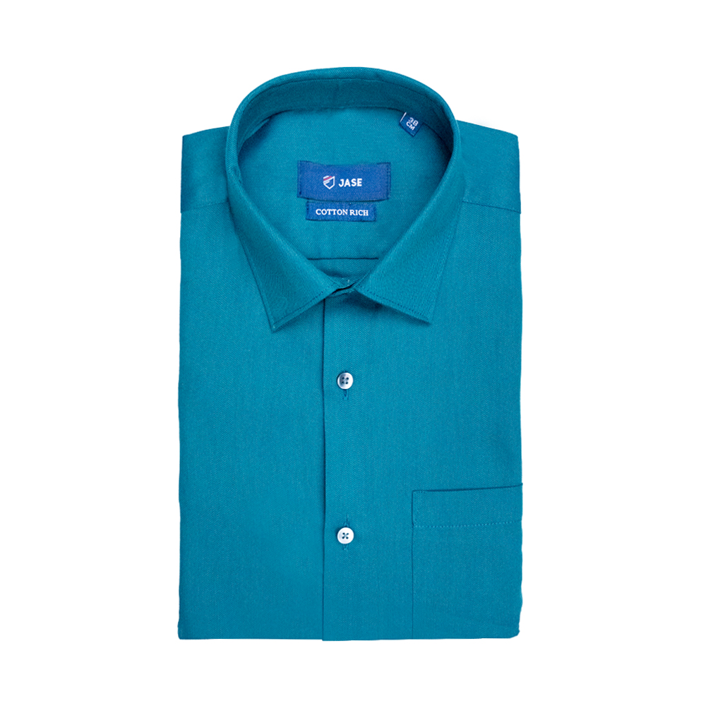 Jase Men's Blue Full Sleeve Spread Collar with Patch Pocket Cotton Formal Shirt