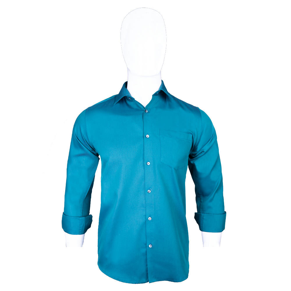 Jase Men's Blue Full Sleeve Spread Collar with Patch Pocket Cotton Formal Shirt