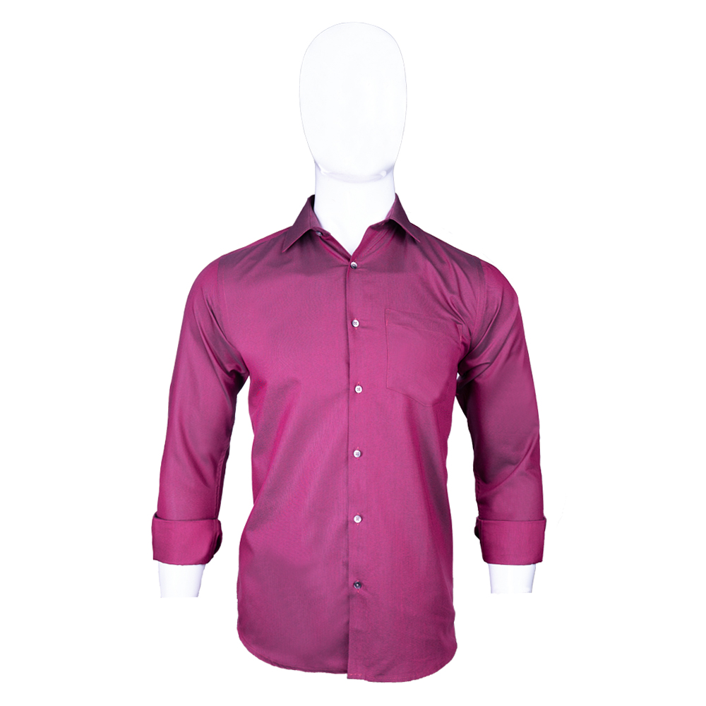 Jase Men's Burgandy Full Sleeve Spread Collar with Patch Pocket Cotton Formal Shirt
