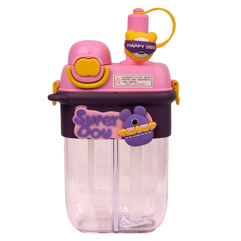 Double Drink Cute And Portable Water Bottle For Kids With Straw And Sipper 