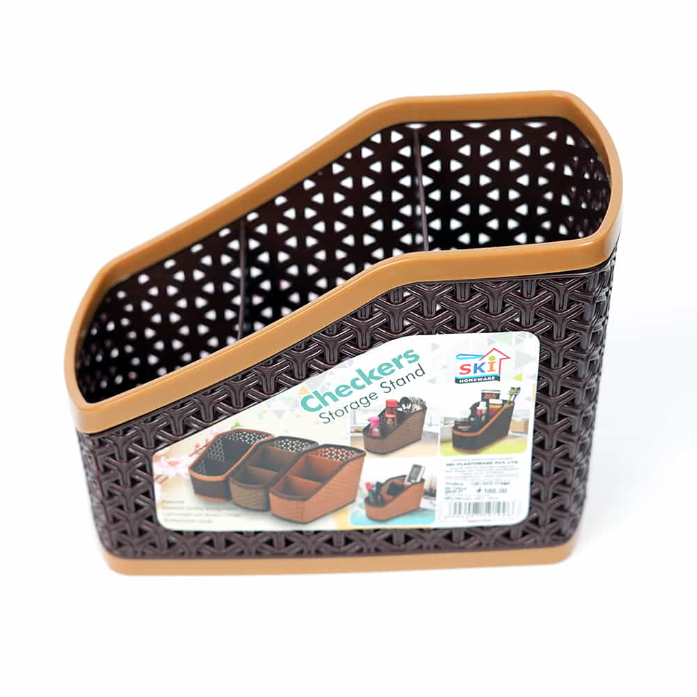 SKI Homeware Multipurpose Brown  Storage Basket for Bathroom, Kitchen, Office (Dark Brown) (Pack of 3)