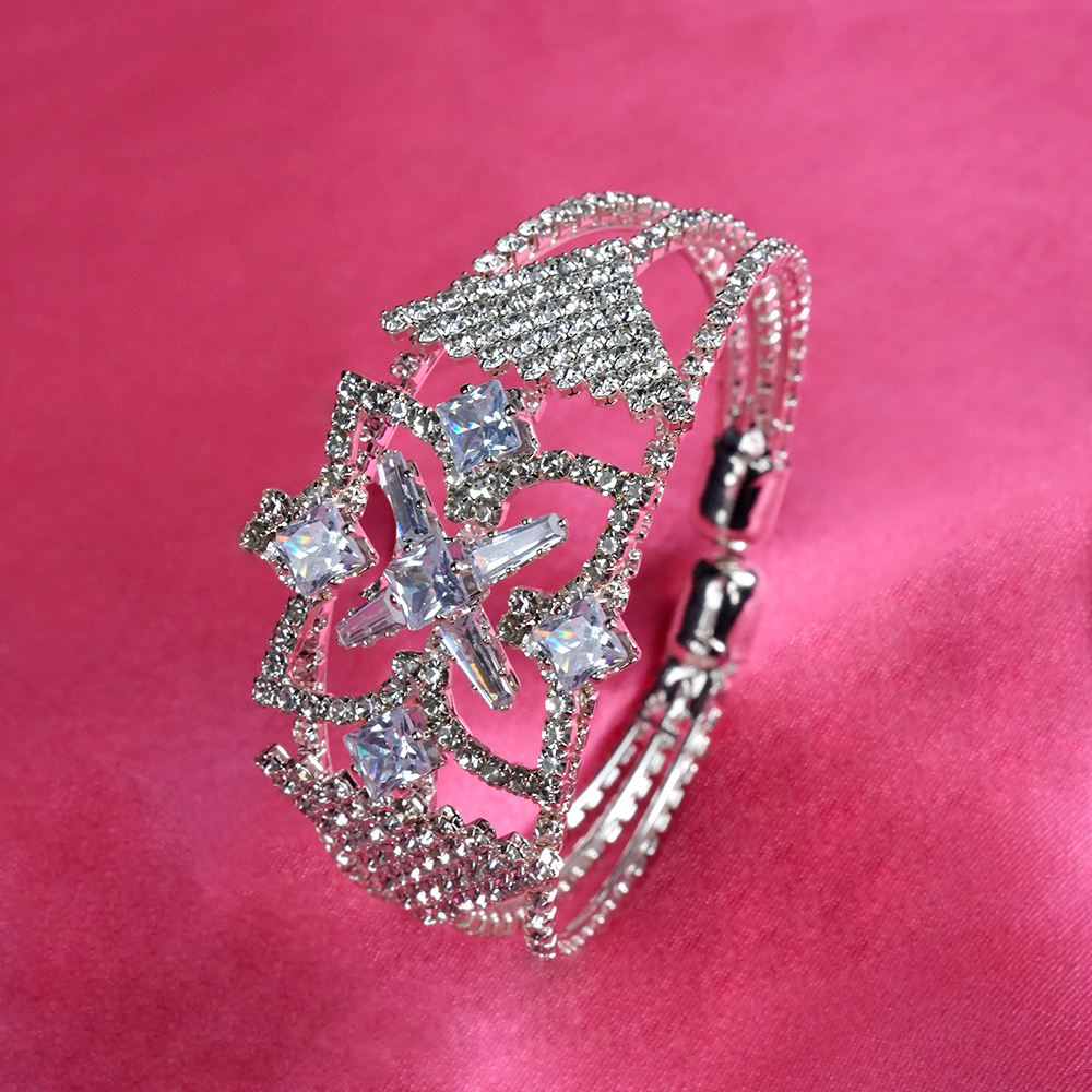Elegant Cuff Bracelet With Stones (Pack Of  2)