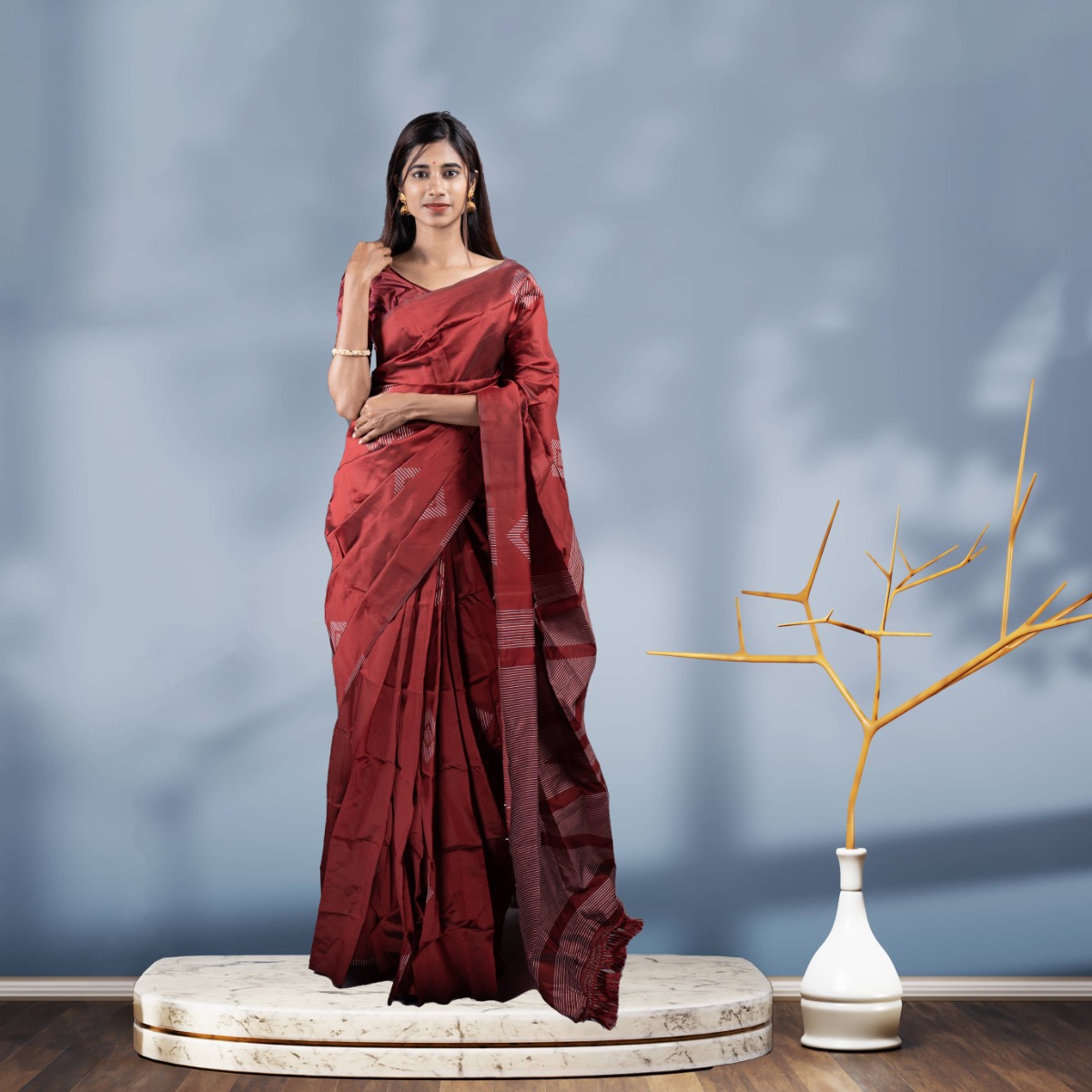 Elegant Vichitra Silk Saree with Stunning Embroidery - Classic Indian Ethnic Wear