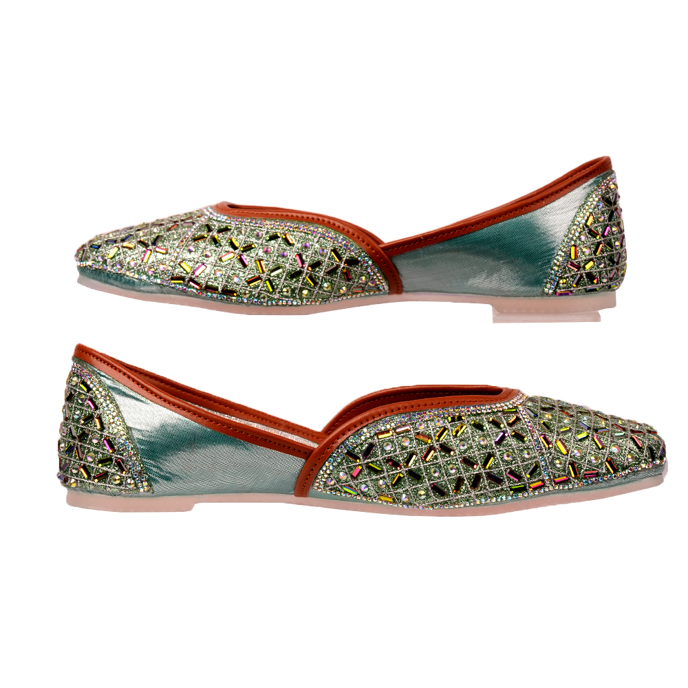 Embellished Bridal Shoes, Mirror Work Jutti, Mojari