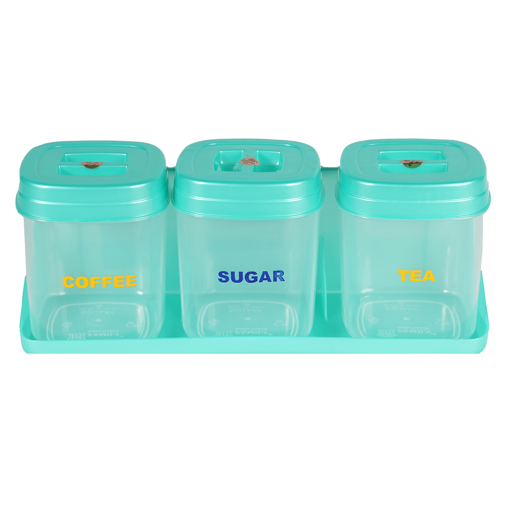 Family Plastics 3 Set Container -Green (Pack of 2) (Assorted Color)