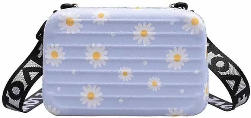 Lavender Floral Printed Cross Sling Cosmetic Bag Box For Girls with Detachable Shoulder Strap