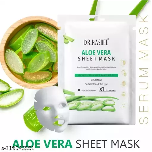 Dr.Rashel Aloe Vera Face Sheet Mask With Serum For Women and Men (Pack of 6)