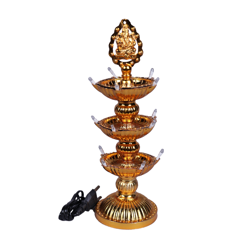 3 Layer Electric Gold LED Bulb Lights for Hindu| Deepam| Deepa Lights for Pooja