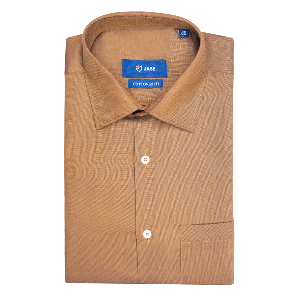 Jase Men's Khaki Full Sleeve Spread Collar with Patch Pocket Cotton Formal Shirt