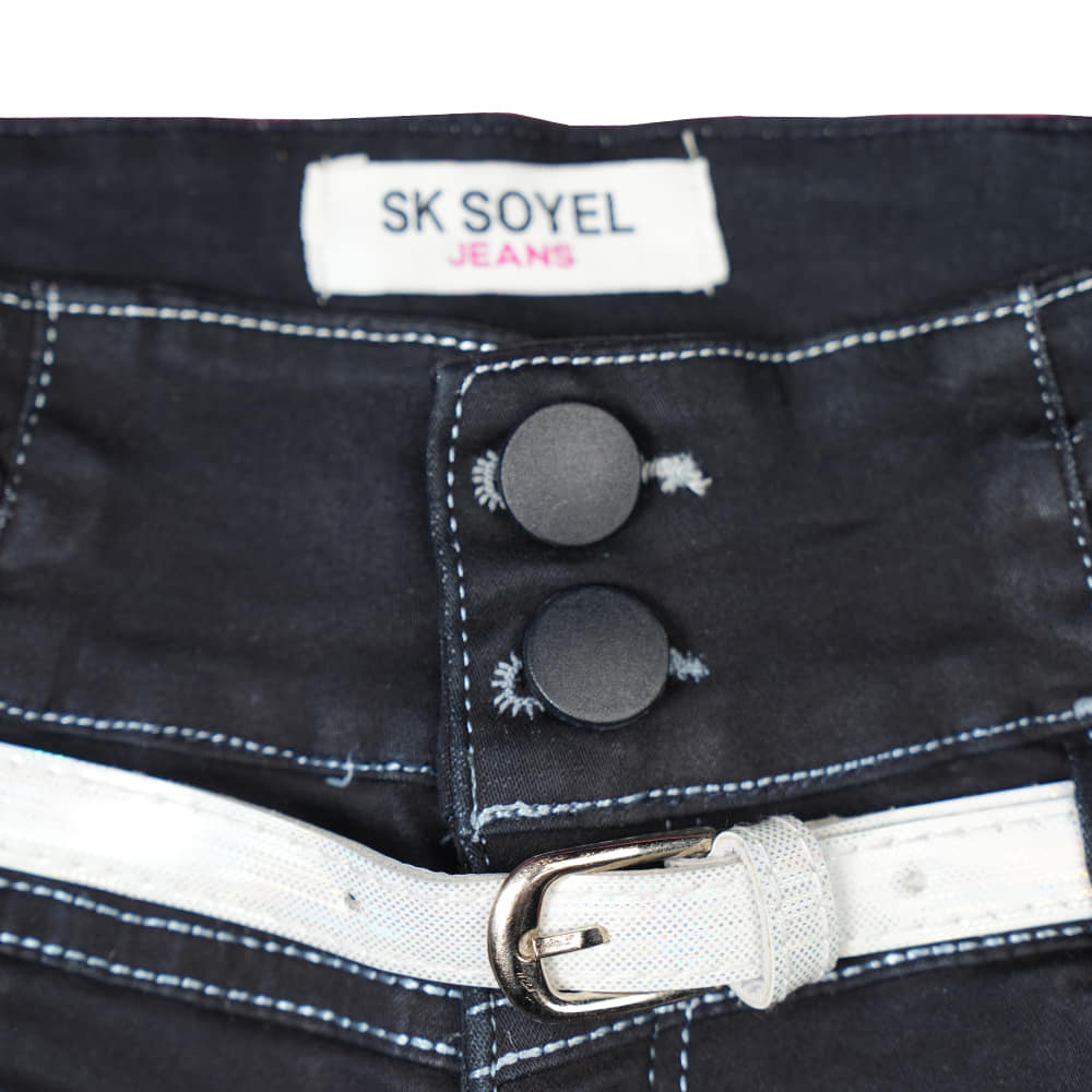 SK Soyel Black Denim Kids Girls Stylish Shorts