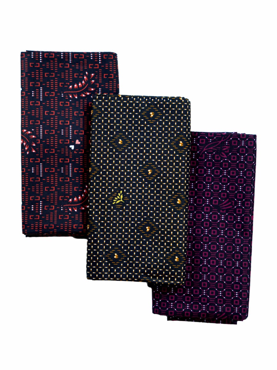 Kitex Men's Cotton Block Print Lungi 127 x 200cm (Multi-Coloured, Assorted Prints, Free Size) - Pack of 3