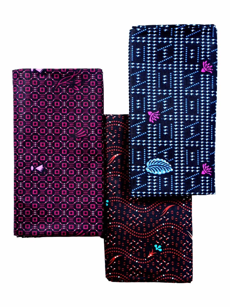 Kitex Men's Cotton Printed Lungi 127 x 200cm (Multi-Coloured, Assorted Prints, Free Size) - Pack of 3 